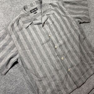 Milano Moda Men XL Striped Polyester‎ Button Up Classic Retro